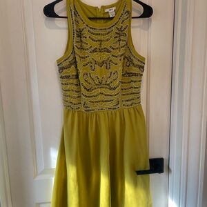 Bar III Women's Yellow Formal Dress with Embellished Bodice